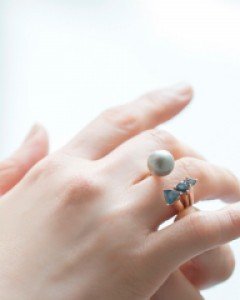 [나스첸카] 아이 I ii - 14K 흑진주 반지 런던블루 반지 청다이아몬드 반지
