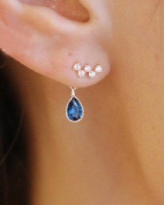[E16E 97] 14k 블루 드롭 투웨이 귀걸이